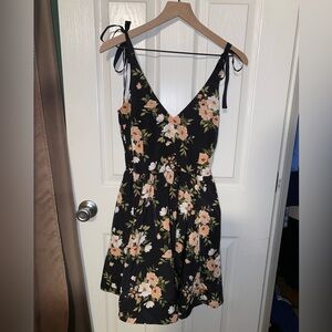 Black floral semi formal dress